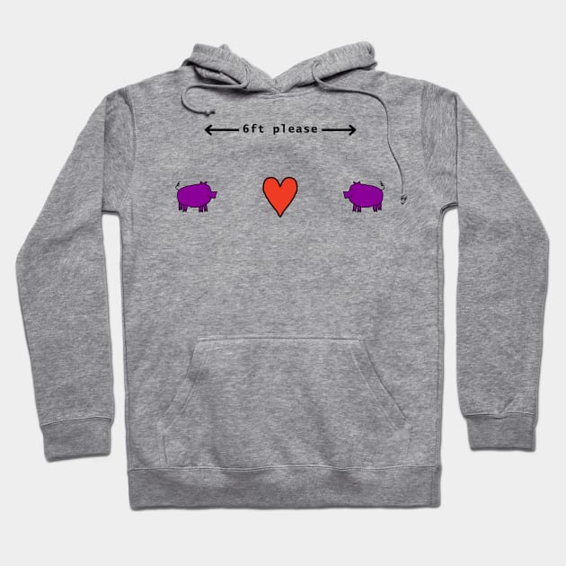 Purple Pigs say Keep Your Distance For Now Hoodie by ellenhenryart